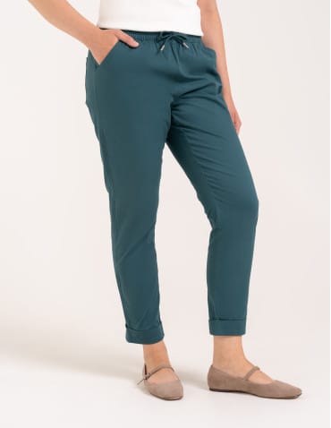 Spodnie damskie - Spodnie damskie jogger w stylu casual z bawełny ZIELONY - produkt 4
