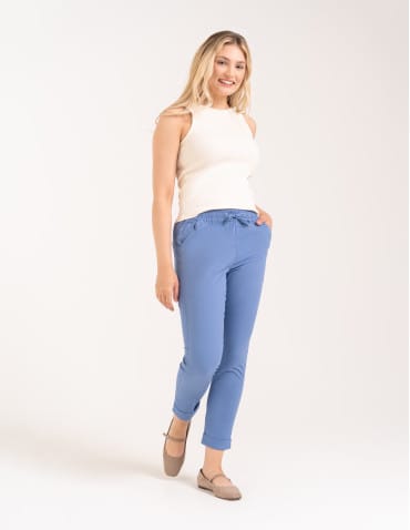 Spodnie damskie - Spodnie damskie jogger w stylu casual z bawełny NIEBIESKI - produkt 2