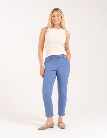 Spodnie damskie - Spodnie damskie jogger w stylu casual z bawełny NIEBIESKI - produkt 3