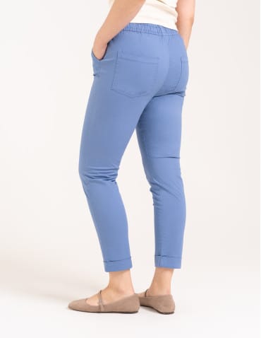 Spodnie damskie - Spodnie damskie jogger w stylu casual z bawełny NIEBIESKI - produkt 5