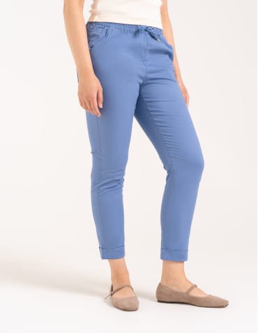 Spodnie damskie - Spodnie damskie jogger w stylu casual z bawełny NIEBIESKI - produkt 7