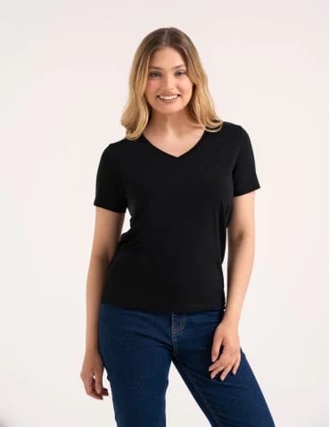 Koszulka damska bawełna Premium T-shirt dekolt w serek - produkt 2