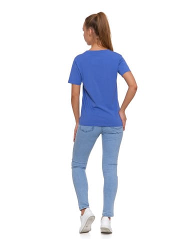 Koszulki i T-shirty - Koszulka damska bawełna Premium T-shirt dekolt w serek NIEBIESKI - produkt 3