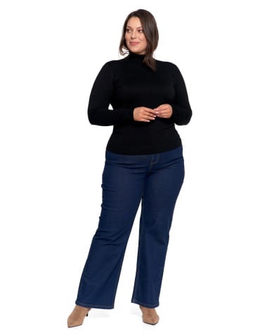 Swetry - Sweter damski golf wiskozowy klasyczny z długim rękawem CZARNY - produkt 14