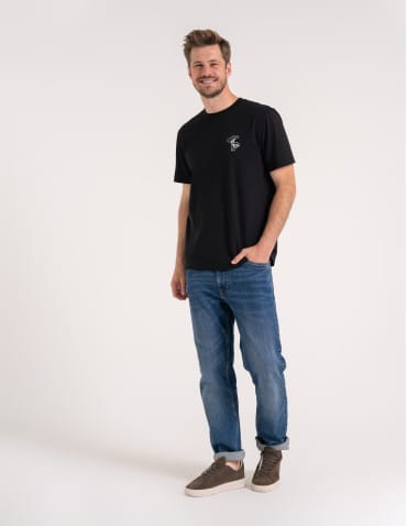 Koszulki z krótkim rękawem - T-shirt męski bawełniany 100% z krótkim rękawem koszulka męska z nadrukiem CZARNY - produkt 3
