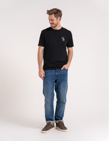 Koszulki z krótkim rękawem - T-shirt męski bawełniany 100% z krótkim rękawem koszulka męska z nadrukiem CZARNY - produkt 4
