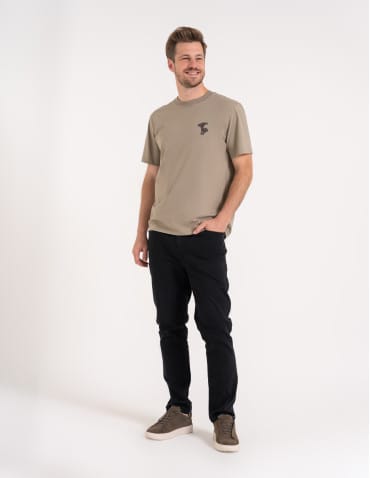 Koszulki z krótkim rękawem - T-shirt męski bawełniany 100% z krótkim rękawem koszulka męska z nadrukiem BEŻOWY - produkt 6