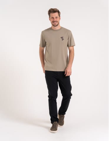 Koszulki z krótkim rękawem - T-shirt męski bawełniany 100% z krótkim rękawem koszulka męska z nadrukiem BEŻOWY - produkt 3