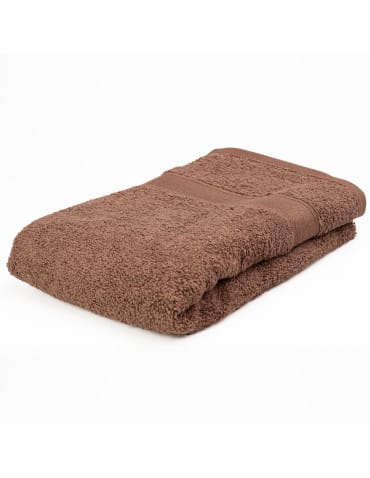 Ręcznik bawełniany 100% miękki chłonny ręcznik bordiura jodełka do 50x100cm - BRĄZOWY