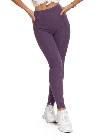 Legginsy damskie - Ciepłe legginsy damskie prążkowane getry z wysokim stanem FIOLETOWY - produkt 1