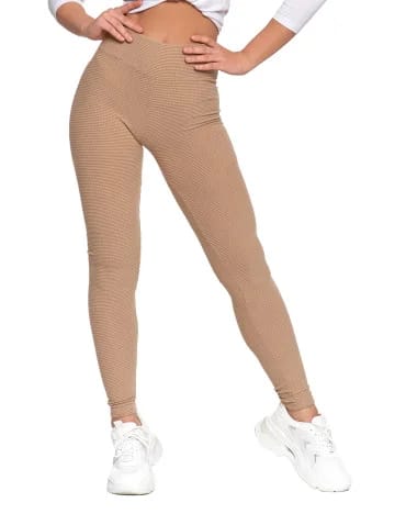 Legginsy damskie - Ciepłe legginsy damskie prążkowane getry z wysokim stanem MOKKA - produkt 1