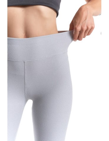 Legginsy damskie - Ciepłe legginsy damskie prążkowane getry z wysokim stanem SZARY - produkt 7