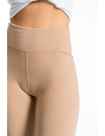 Legginsy damskie - Ciepłe legginsy damskie prążkowane getry z wysokim stanem MOKKA - produkt 7