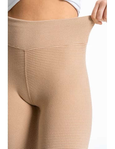 Legginsy damskie - Ciepłe legginsy damskie prążkowane getry z wysokim stanem MOKKA - produkt 8