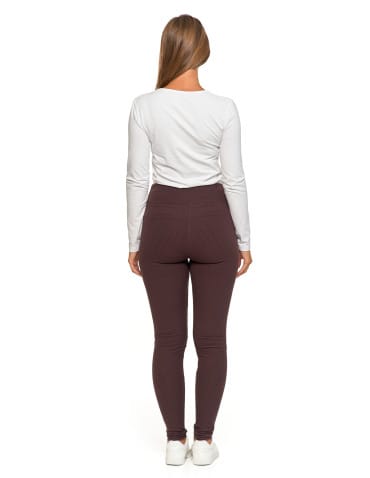 Legginsy damskie - Ciepłe legginsy damskie prążkowane getry z wysokim stanem BRĄZOWY - produkt 3