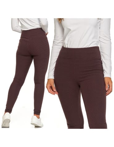 Legginsy damskie - Ciepłe legginsy damskie prążkowane getry z wysokim stanem BRĄZOWY - produkt 10