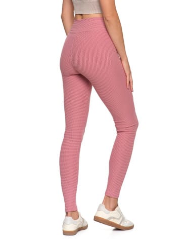 Legginsy damskie - Ciepłe legginsy damskie prążkowane getry z wysokim stanem RÓŻOWY - produkt 3
