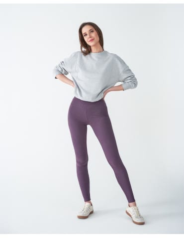 Legginsy damskie - Ciepłe legginsy damskie prążkowane getry z wysokim stanem FIOLETOWY - produkt 4