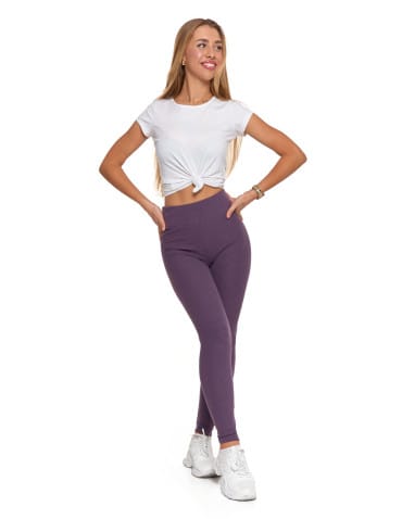 Legginsy damskie - Ciepłe legginsy damskie prążkowane getry z wysokim stanem FIOLETOWY - produkt 8