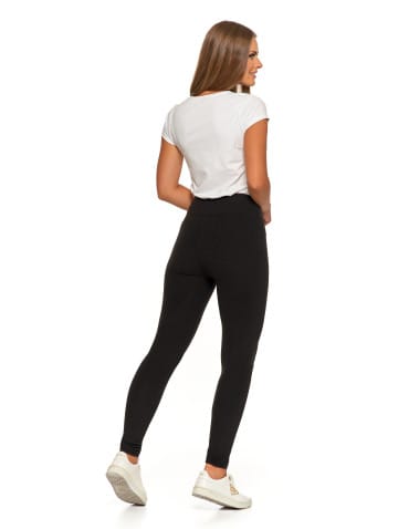 Legginsy damskie - Ciepłe legginsy damskie prążkowane getry z wysokim stanem CZARNY - produkt 7