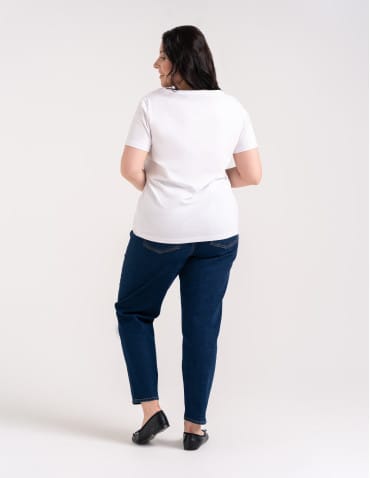 Koszulki i T-shirty - Koszulka damska bawełna Premium T-shirt dekolt w serek BIAŁY - produkt 3