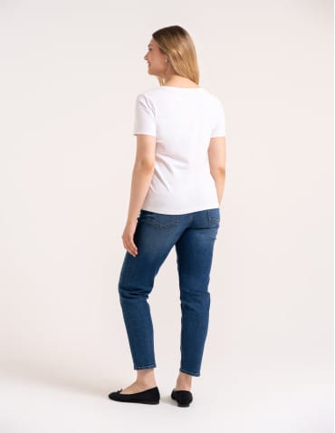 Koszulki i T-shirty - Koszulka damska bawełna Premium T-shirt dekolt w serek BIAŁY - produkt 6