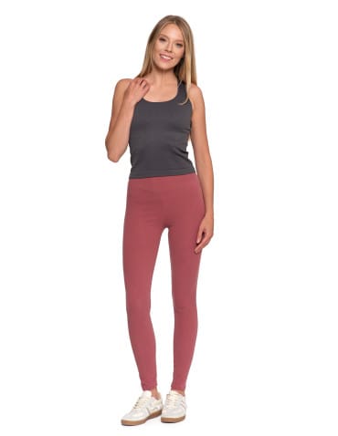 Legginsy damskie - Wygodne legginsy damskie prążkowane z wysokim stanem bezuciskowe RÓŻOWY - produkt 4