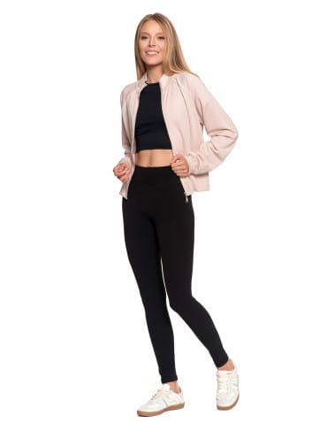 Legginsy damskie - Wygodne legginsy damskie prążkowane z wysokim stanem bezuciskowe CZARNY - produkt 5