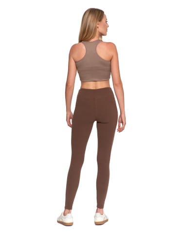 Legginsy damskie - Wygodne legginsy damskie prążkowane z wysokim stanem bezuciskowe MOKKA - produkt 6