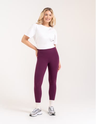 Legginsy damskie - Wygodne legginsy damskie prążkowane z wysokim stanem bezuciskowe FIOLETOWY - produkt 3