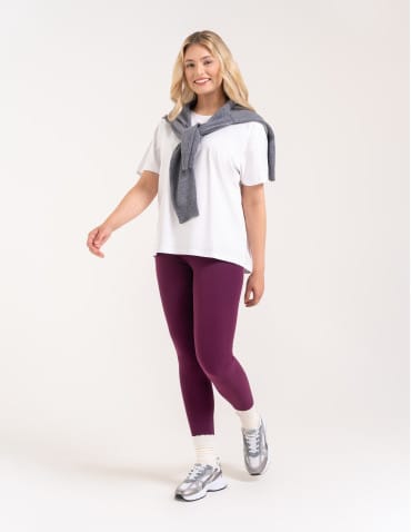 Legginsy damskie - Wygodne legginsy damskie prążkowane z wysokim stanem bezuciskowe FIOLETOWY - produkt 5