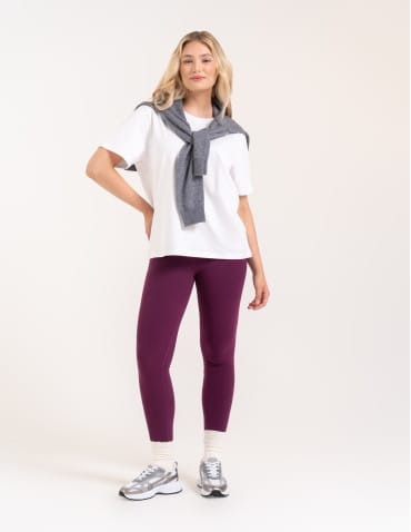 Legginsy damskie - Wygodne legginsy damskie prążkowane z wysokim stanem bezuciskowe FIOLETOWY - produkt 9