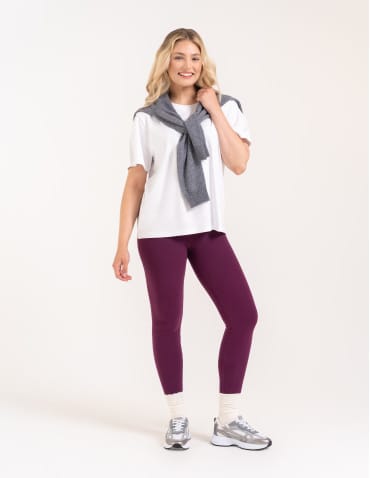 Legginsy damskie - Wygodne legginsy damskie prążkowane z wysokim stanem bezuciskowe FIOLETOWY - produkt 7