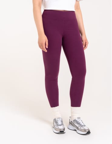 Legginsy damskie - Wygodne legginsy damskie prążkowane z wysokim stanem bezuciskowe FIOLETOWY - produkt 4