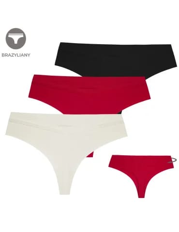 Brazyliany damskie figi bezszwowe gładkie 3-pak