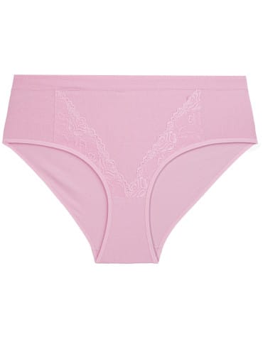 Majtki z wysokim stanem - Figi damskie bawełniane majtki maxi bikini z delikatną koronką i wyższym stanem 3-pak WIELOKOLOROWY - produkt 2