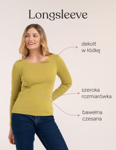 Bluzki i koszule - Damska bluzka z długim rękawem bawełniana ZIELONY - produkt 2