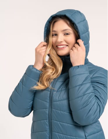 Kurtka damska przejściowa pikowana Slim Fit z kapturem  - produkt 2