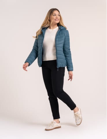 Kurtka damska przejściowa pikowana Slim Fit z kapturem