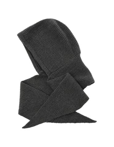 Kaptur damski dzianinowy komin balaclava ciepły z szalem na jesień zimę - GRAFITOWY  - produkt 2