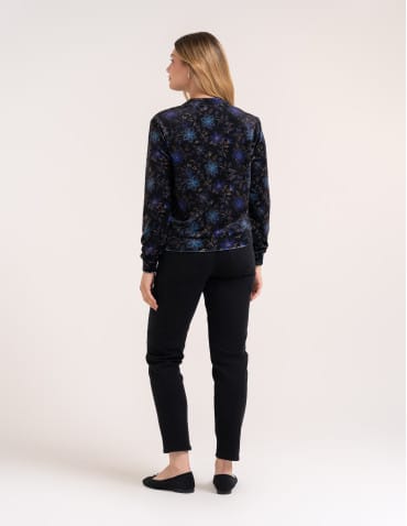 Bluzy damskie - Bluza welurowa damska rozpinana bomberka w kwiatowy print WZÓR 2 - produkt 9