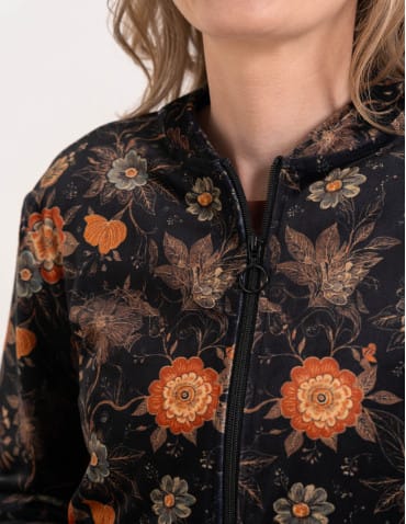 Bluza welurowa damska rozpinana bomberka w kwiatowy print - WZÓR 1  - produkt 2