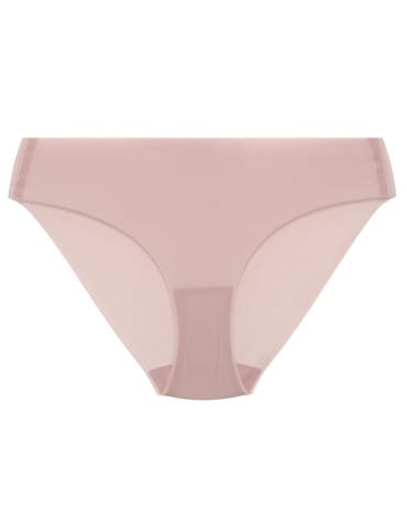 Majtki figi - Majtki damskie bezszwowe bikini ultracienkie second skin prążkowane BEŻOWY - produkt 1
