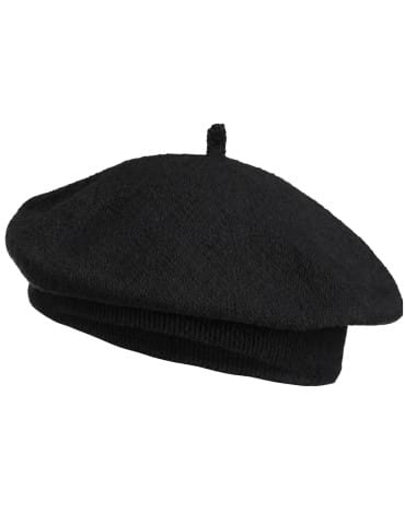 Beret damski wełniany z antenką ciepły klasyczny bez wzoru