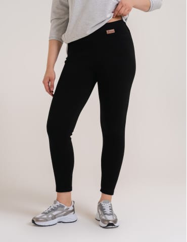 Legginsy damskie - Ocieplane legginsy damskie z wysokim stanem CZARNY - produkt 6