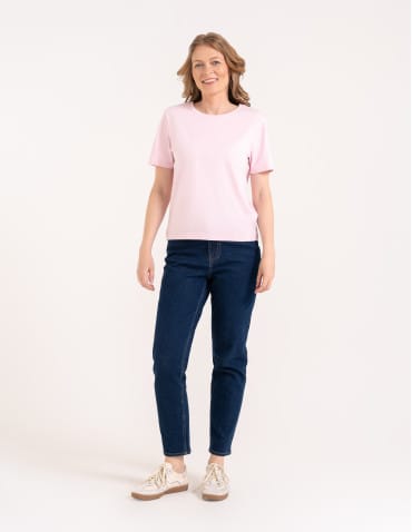 T-shirt Basic - Damska koszulka z bawełny merceryzowanej 100% t-shirt z krótkim rękawem RÓŻOWY - produkt 3