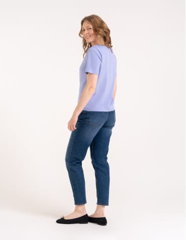 T-shirt Basic - Damska koszulka z bawełny merceryzowanej 100% t-shirt z krótkim rękawem NIEBIESKI - produkt 5