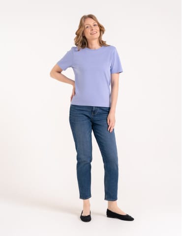 T-shirt Basic - Damska koszulka z bawełny merceryzowanej 100% t-shirt z krótkim rękawem NIEBIESKI - produkt 3