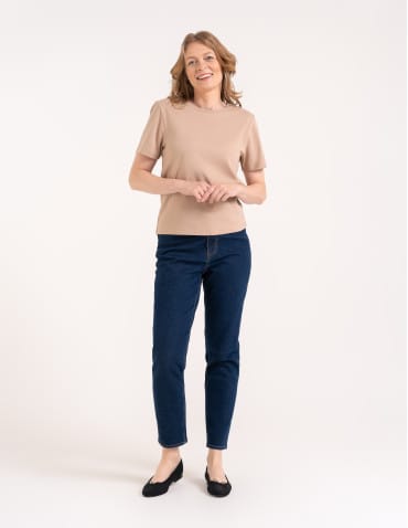 T-shirt Basic - Damska koszulka z bawełny merceryzowanej 100% t-shirt z krótkim rękawem BEŻOWY - produkt 3