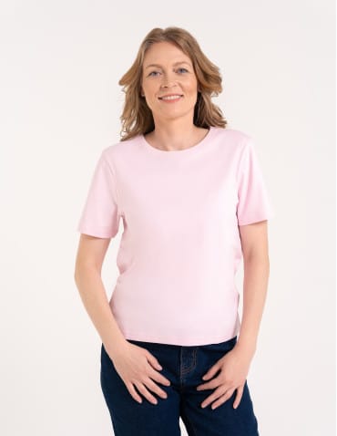 T-shirt Basic - Damska koszulka z bawełny merceryzowanej 100% t-shirt z krótkim rękawem RÓŻOWY - produkt 1
